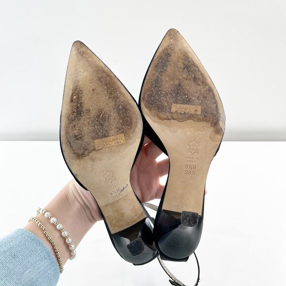 BCBGMaxAzria Suede Ankle Strap Pointed Toe Pump Heels Black 8.5 - Picture 7 of 9